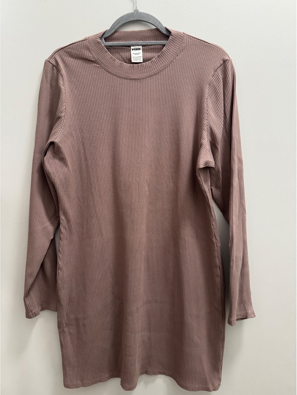 PINK ribbed mauve long sleeve dress